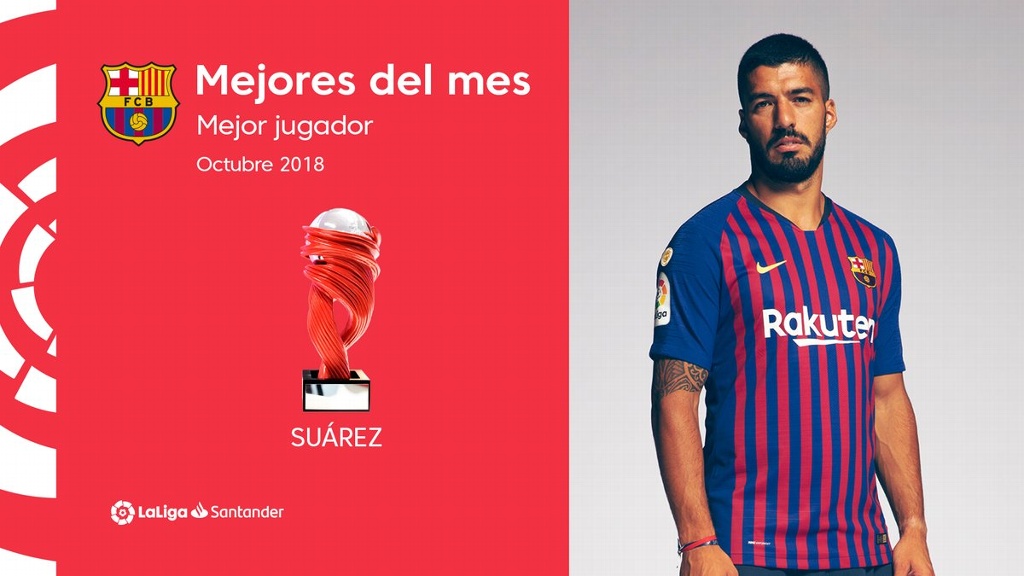 Premian a Luis Suárez como mejor jugador de Octubre en España
